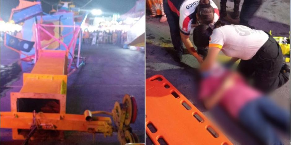 En redes sociales circuló un video en donde se aprecia el momento posterior al desplome de un juego mecánico en Nuevo León.