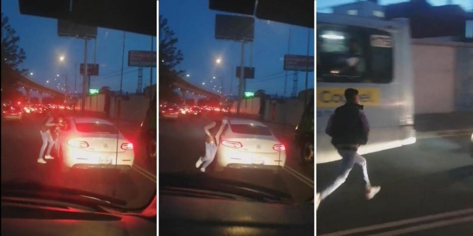 En redes sociales circuló un video en donde se captó el momento en el que asaltan a un automovilista sobre Circuito Estadio Azteca.