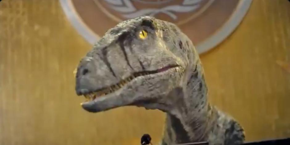 VIDEO: Dinosaurio irrumpe en la ONU y advierte sobre el riesgo de la  extinción