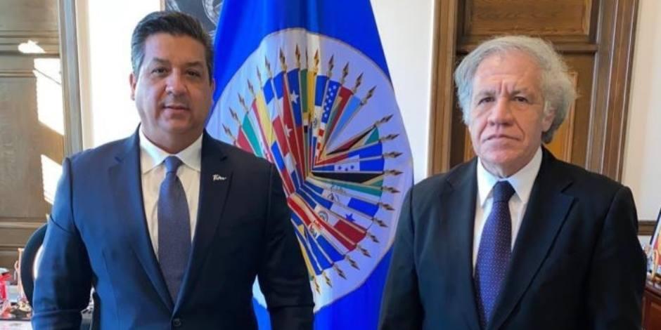 “Este día tuvimos la oportunidad de estar en la OEA con el secretario general Almagro", informó el gobernador de Tamaulipas, Francisco García Cabeza de Vaca.