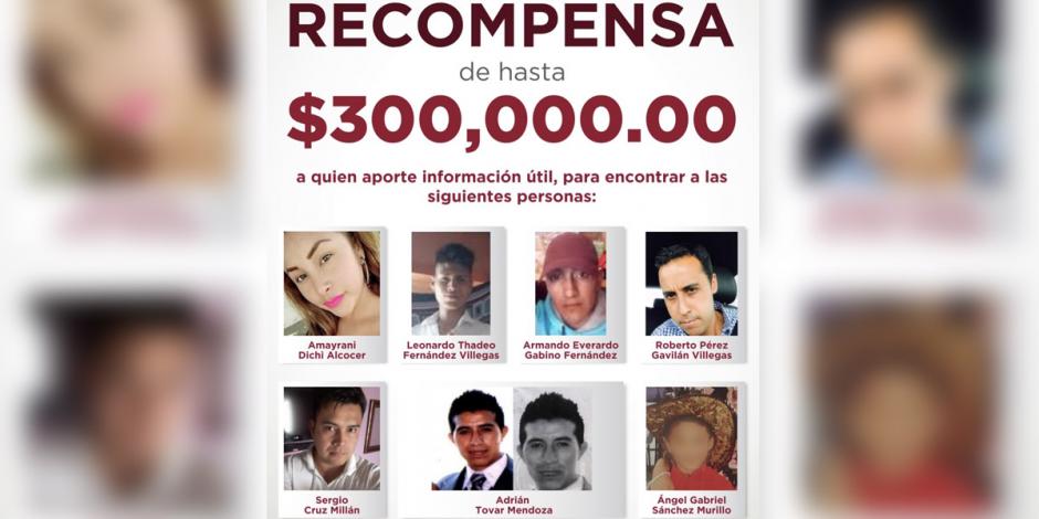 La FGJEM recompensará a quienes ayuden a localizar a siete personas desaparecidas en distintos municipios mexiquenses.
