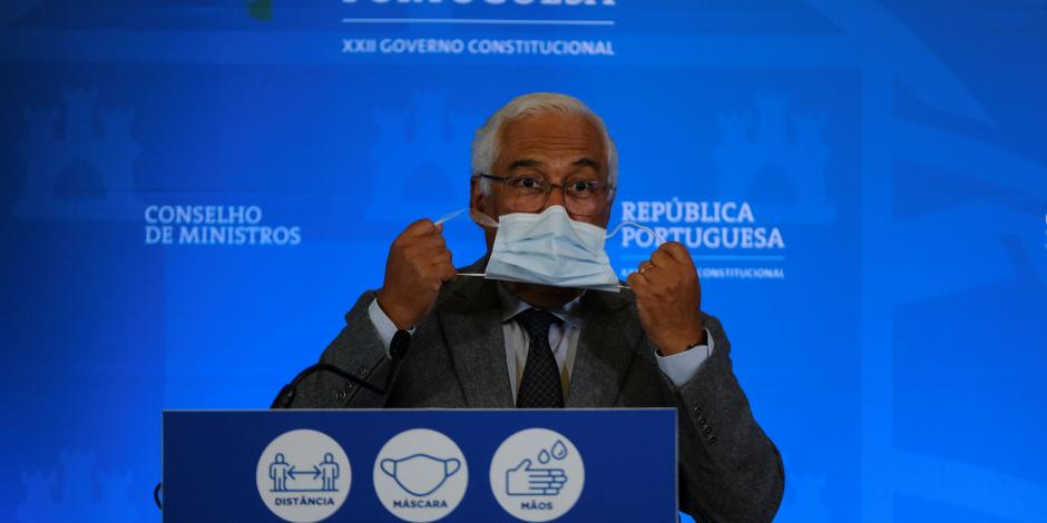 Antonio Costa, primer ministro de Portugal anuncia las nuevas restricciones en el país por el aumento de casos de COVID-19.