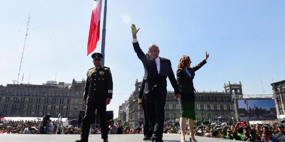 Andrés Manuel López Obrador en el Zócalo de la Ciudad de México.