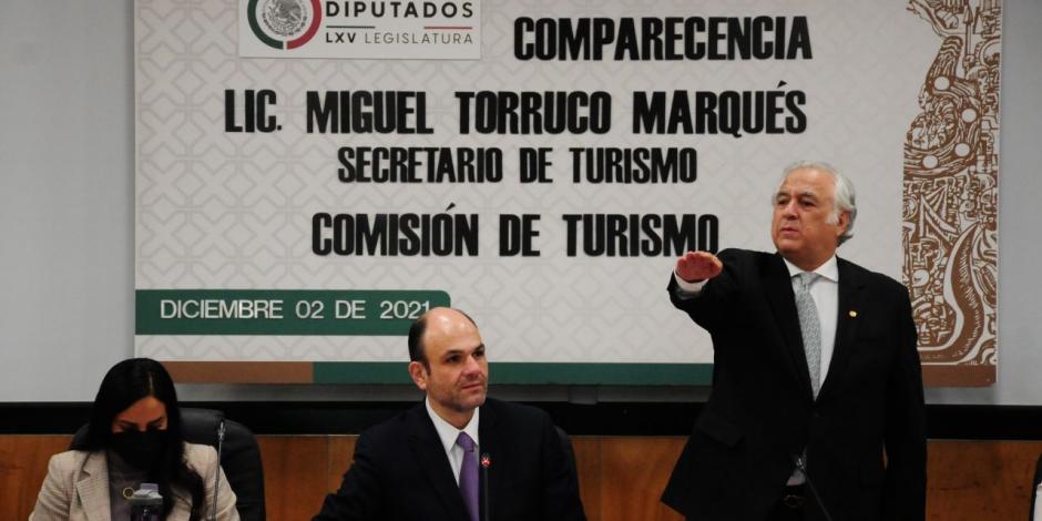 Miguel Torruco, durante su comparecencia en la Cámara de Diputados, ayer.