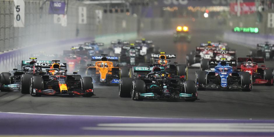 Una acción de la carrera del Gran Premio de Arabia Saudita de la Fórmula 1