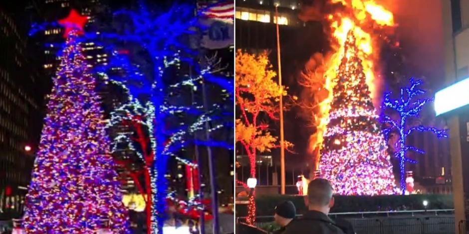VIDEOS) Se quema árbol navideño de Fox News en Nueva York y lo anuncian en  vivo