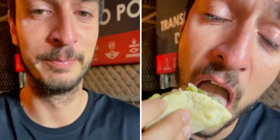 Un extranjero probó los tacos en un puesto de México por primera vez y hasta lloró de felicidad