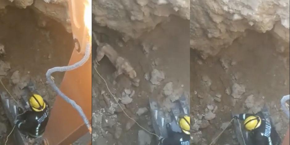 Seguridad Pública de Hidalgo compartió en redes sociales el video del rescate del lomito.