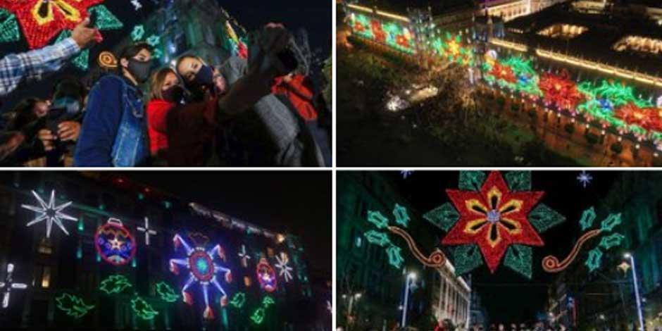 Quedó lista la decoración para las fiestas decembrinas en el zócalo de la Ciudad de México