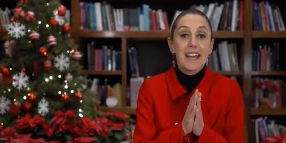 La jefa de Gobierno, Claudia Sheinbaum, dirigió un mensaje navideño a los capitalinos