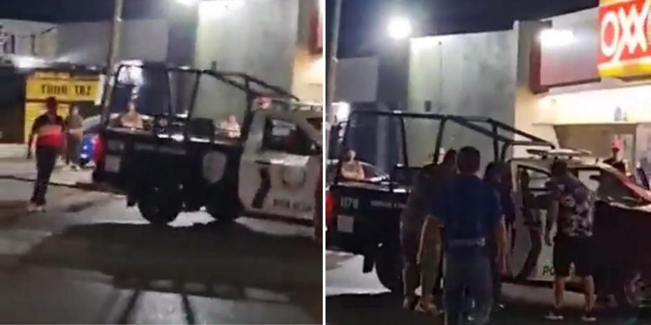 Personas aplaudieron luego de que el asaltante fuera abatido por policías en Apodaca, Nuevo León.