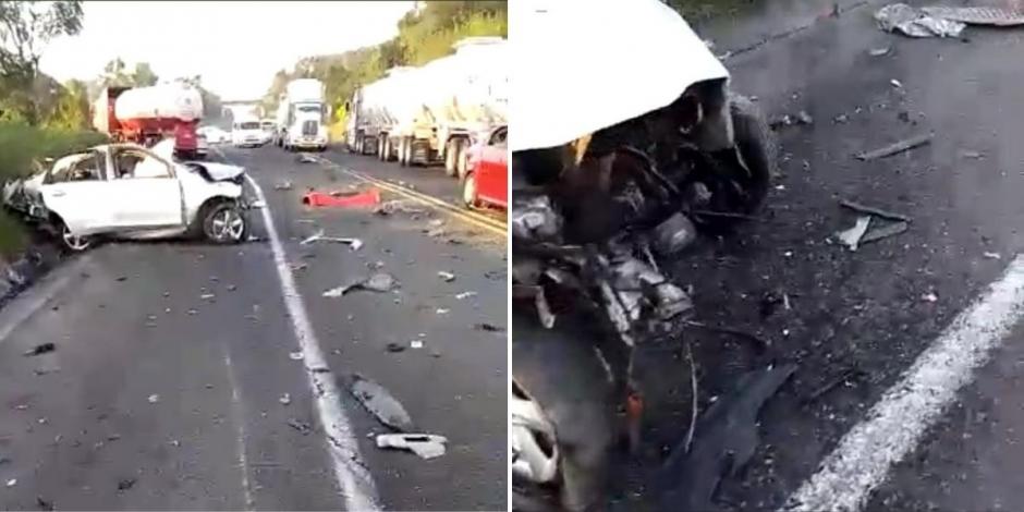 En redes sociales circuló un video en donde se observan las imágenes posteriores al accidente en la autopista México-Tuxpan.