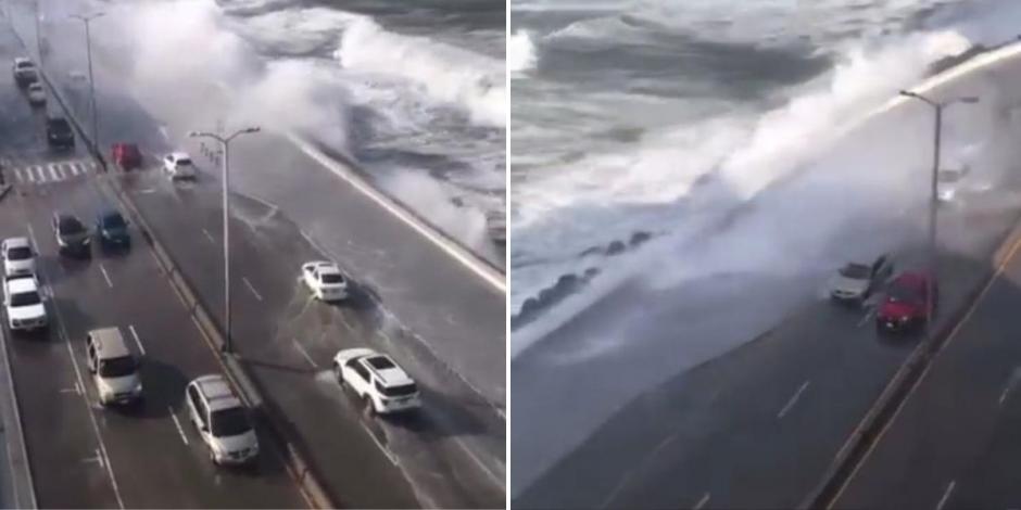 Reportan fuerte oleaje y vientos de 116 km/h en Boca del Río, Veracruz (VIDEO)