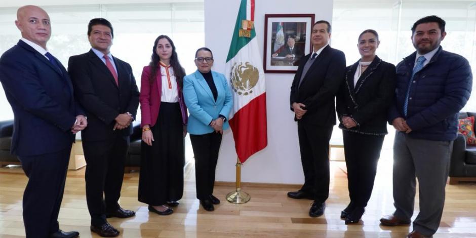 Rosa Icela Rodríguez, titular de la SSPC, tras anunciar los nuevos nombramientos al interior de la dependencia.