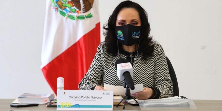 La titular de la STyPS, Catalina Portillo Navarro, informó que en 2021 se realizaron 4 ferias de empleo de manera virtual.