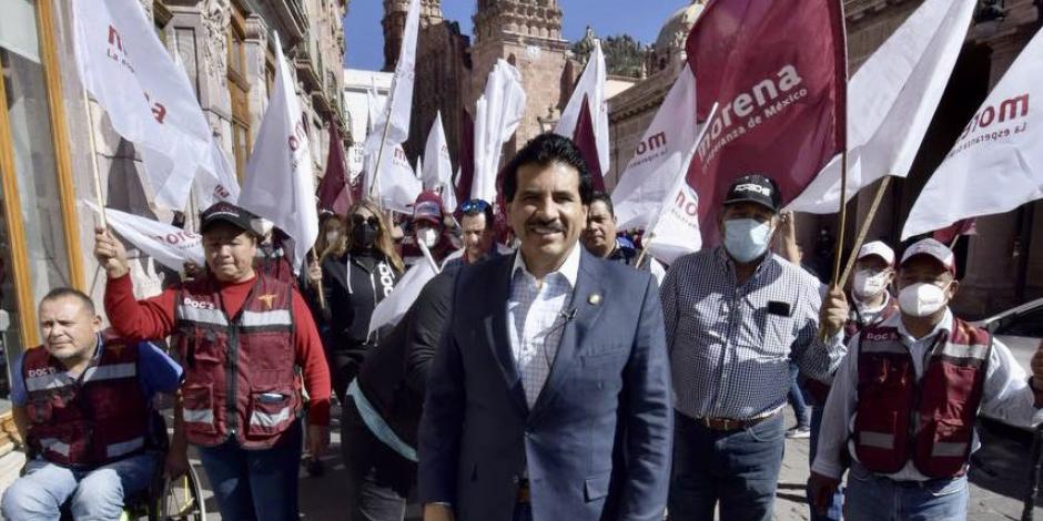 El senador José Ramón Enríquez, durante la caravana de la justicia en Zacatecas, ayer.