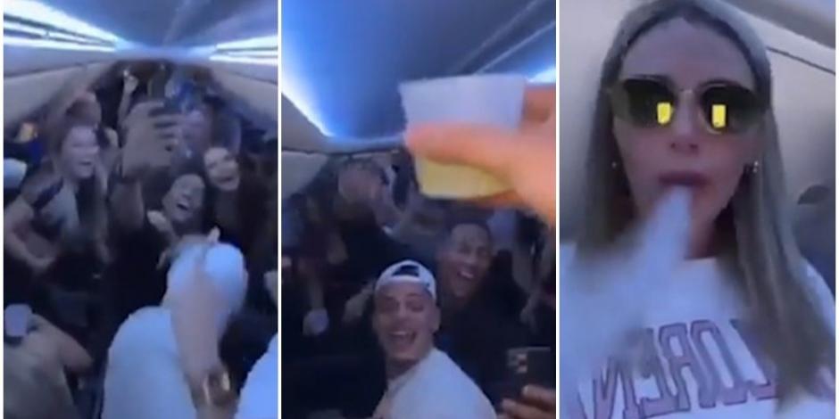 Sin mascarilla y sin guardar distancia: Influencers canadienses organizaron una fiesta a bordo de un avión que causó indignación en redes.