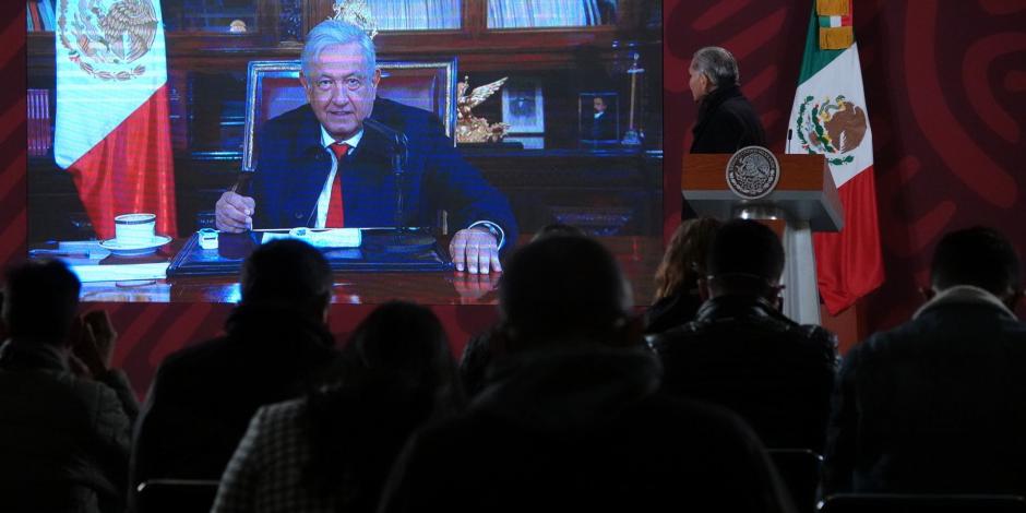 Videomensaje del Presidente López Obrador en conferencia matutina, ayer