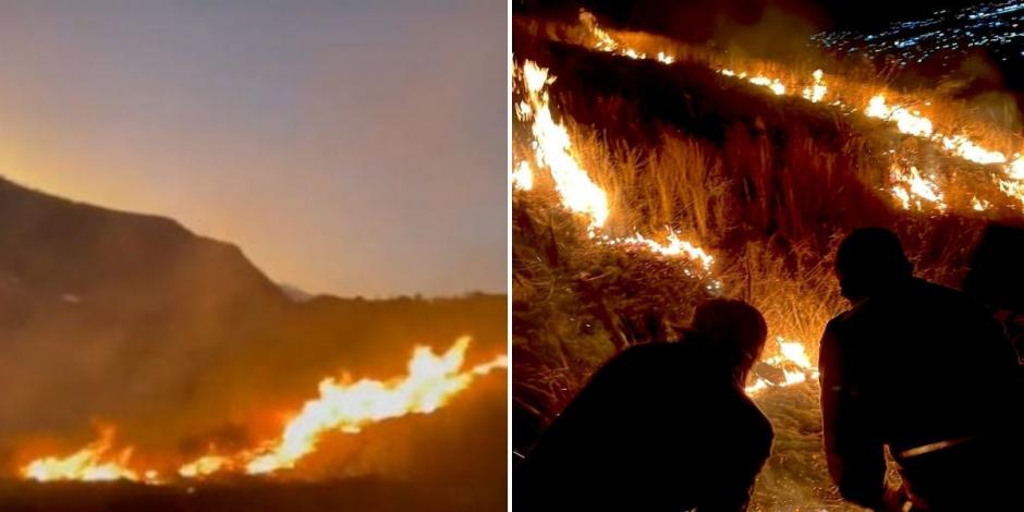Se registra fuerte incendio en inmediaciones de Monte Albán, Oaxaca.