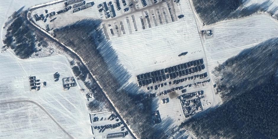 Imágenes aéreas exponen el acumulamiento de tropas rusas en Bielorrusia.