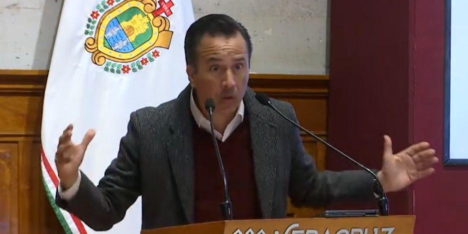 Cuitláhuac García Jiménez durante su conferencia del miércoles 9 de febrero.