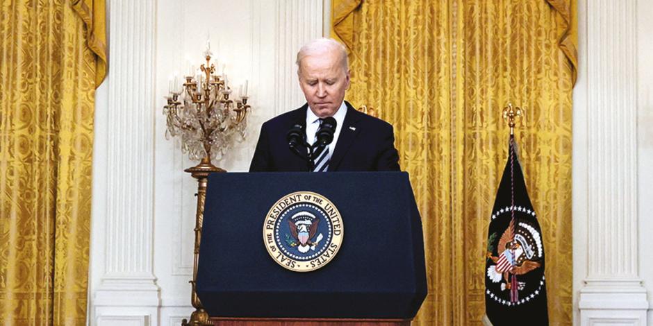 El Presidente de Estados Unidos, Joe Biden, en conferencia matutina condenando los ataques de Rusia a Ucrania