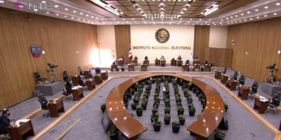 Imagen de la Sesión Ordinaria del Consejo General del Instituto Nacional Electoral, este 25 de febrero de 2022