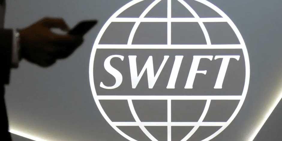 El logotipo de la plataforma SWIFT, sistema de mensajería interbancario