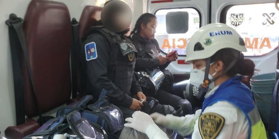 Fotografía de mujer policía que fue herida con un picahielo durante las movilizaciones por el 8M en la CDMX.