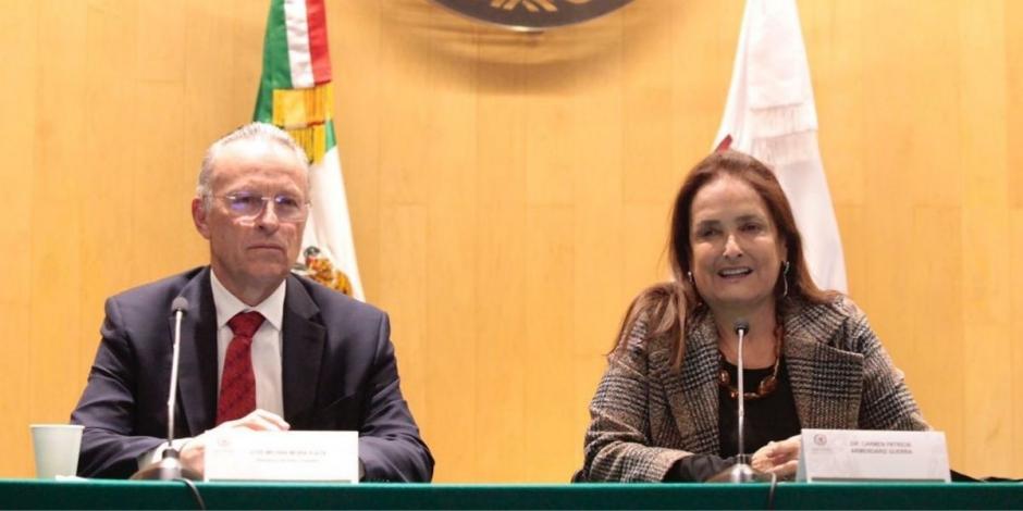 José Medina Mora, presidente de la Coparmex, y Patricia Armendáriz, diputada de Morena.