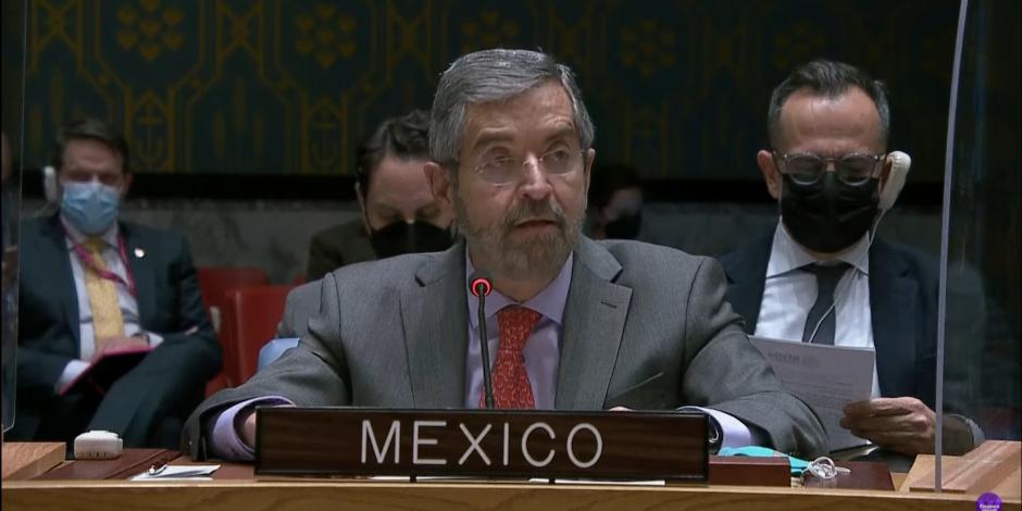 Juan Ramón de la Fuente, embajador de México ante la ONU, insistió en que México rechaza el  uso de armas biológicas en Ucrania.