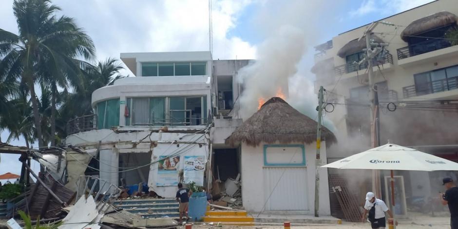 Se registró un incendio por una fuga de gas en la calle 28 acceso a Playa Mamitas en Quintana Roo
