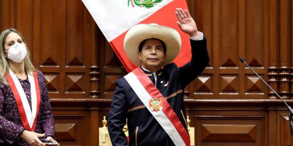 Pedro Castillo, cuando fue nombrado presidente de Perú.