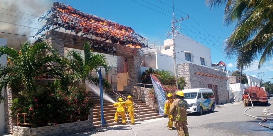 Incendio en delfinario de Isla Mujeres provocó fugas de gas en el lugar.