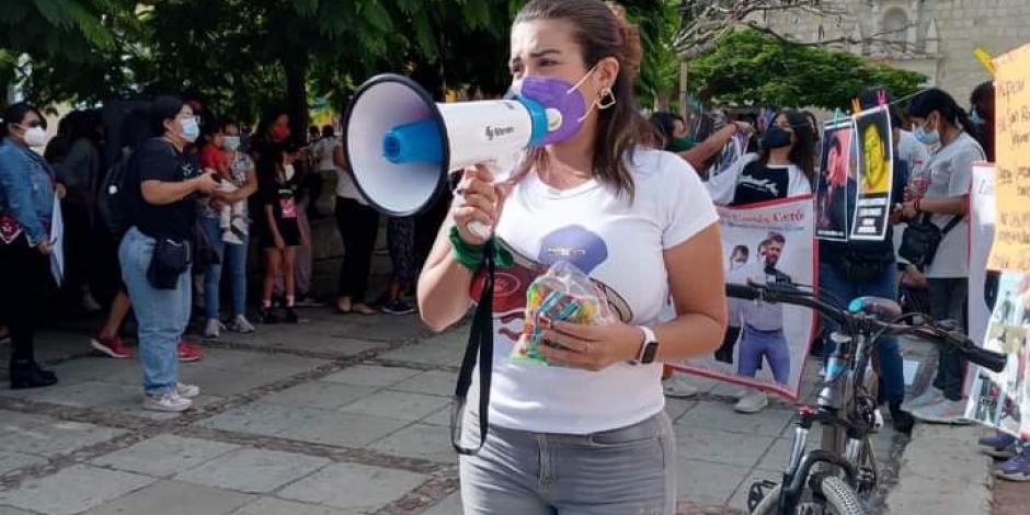Diana Luz, durante una de las manifestaciones de la organización que encabeza.