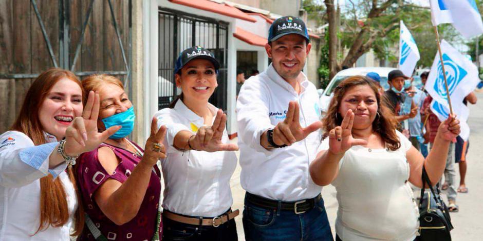 Laura Fernández, candidata a la gubernatura de Quintana Roo estuvo acompañada del dirigente del Partido Acción Nacional, Marko Cortés