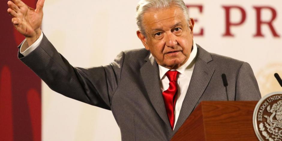 Presidente Andrés Manuel López Obrador, en su conferencia de prensa en el salón tesorería de Palacio Nacional