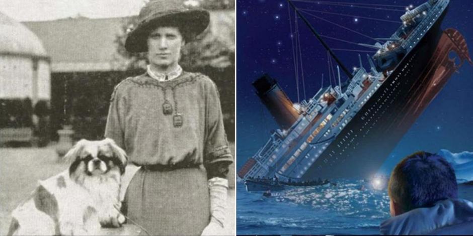 Elizabeth Barret Rothschild, quien viajó en el Titanic, junto con perro raza pomerania (izquierda); imagen ilustrativa (derecha).