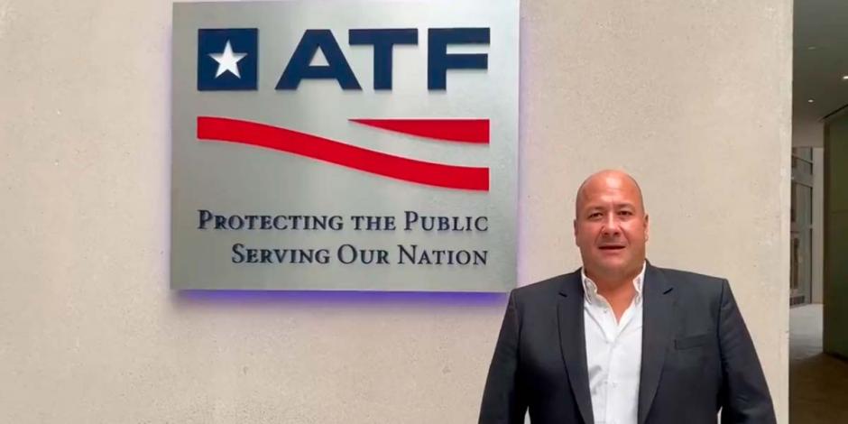 Enrique Alfaro, gobernador de Jalisco, en la sede de la ATF en Washington, Estados Unidos