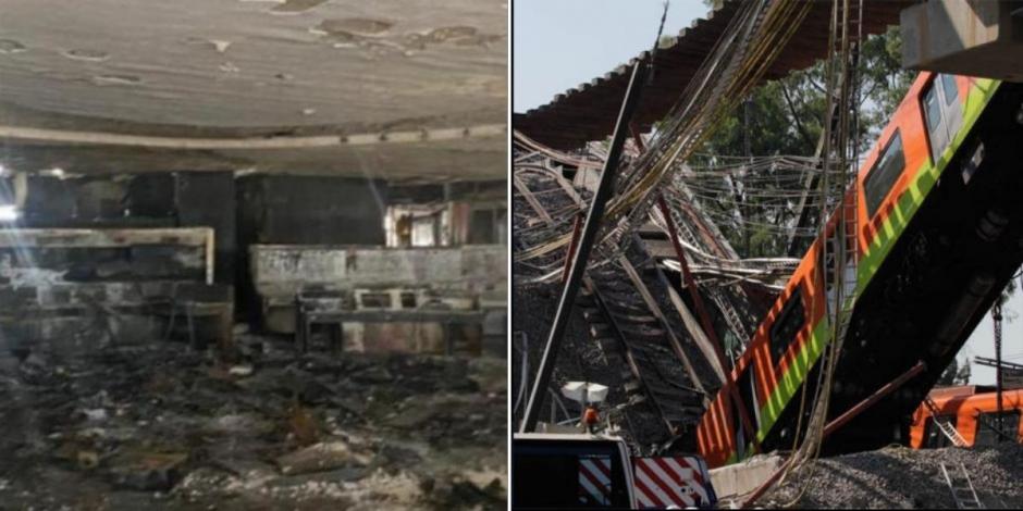 Imágenes del derrumbe en Línea 12 del Metro y por incendio en Control de Mando.
