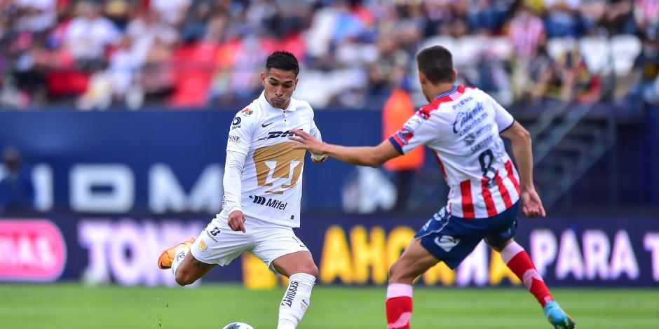 Una acción del Atlético de San Luis vs Pumas durante el partido de Jornada 15 del Clausura 2022 de la Liga MX.