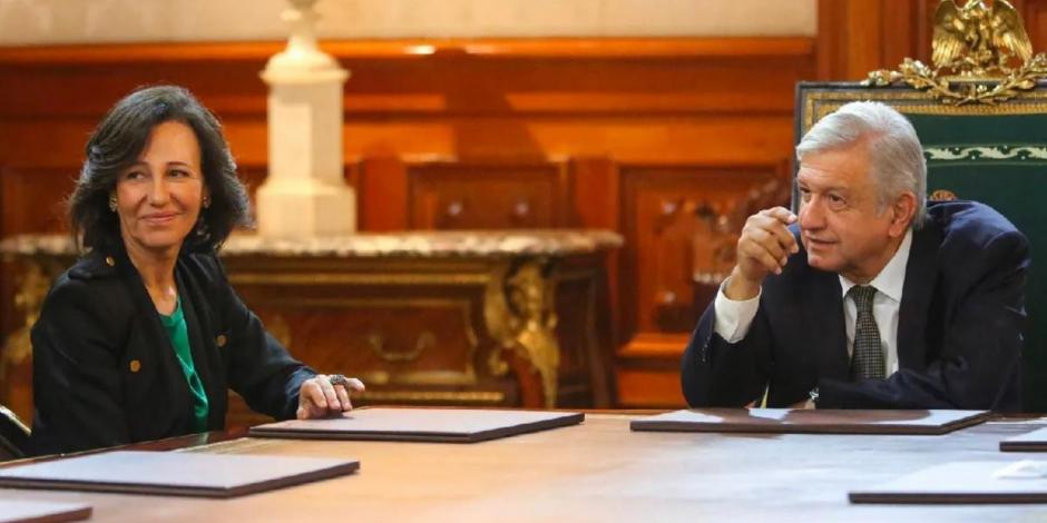 AMLO se reúne en Palacio Nacional con Ana Botín, presidenta del Consejo de Administración de Santander