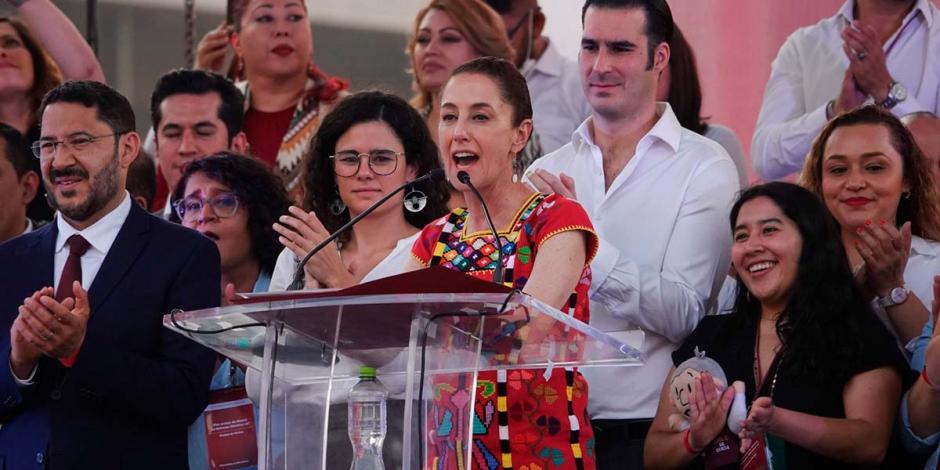 Claudia Sheinbaum el pasado 6 de abril durante la Asamblea de Morena para promover el voto de los ciudadanos en la consulta de Revocación de Mandato