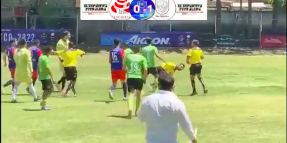 Jugadores de la Copa Jalisco agreden al árbitro del partido.