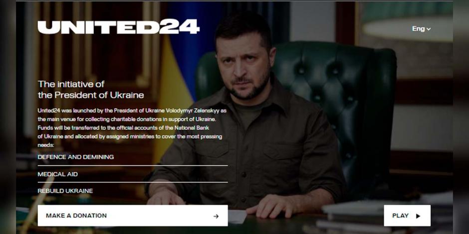 Vista principal del sitio web de United24