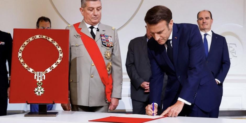 Emmanuel Macron durante la inauguración de su segundo mandato