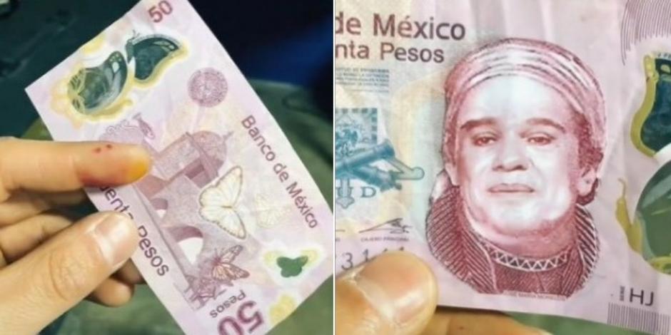 Joven recibe billete falso con cara de Juan Gabriel; VIDEO se viraliza.