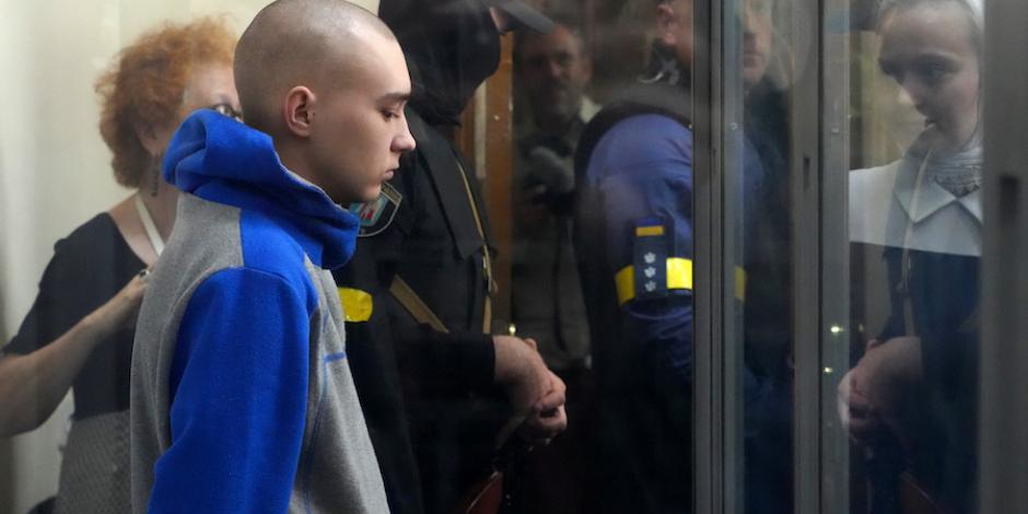 El soldado ruso Vadim Shishimarin,de 21 años, ayer, durante su audiencia ante un tribunal ucraniano.