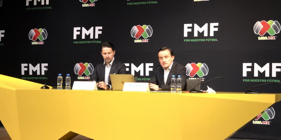 Mikel Arriola, presidente de la Liga MX, durante una conferencia de prensa.