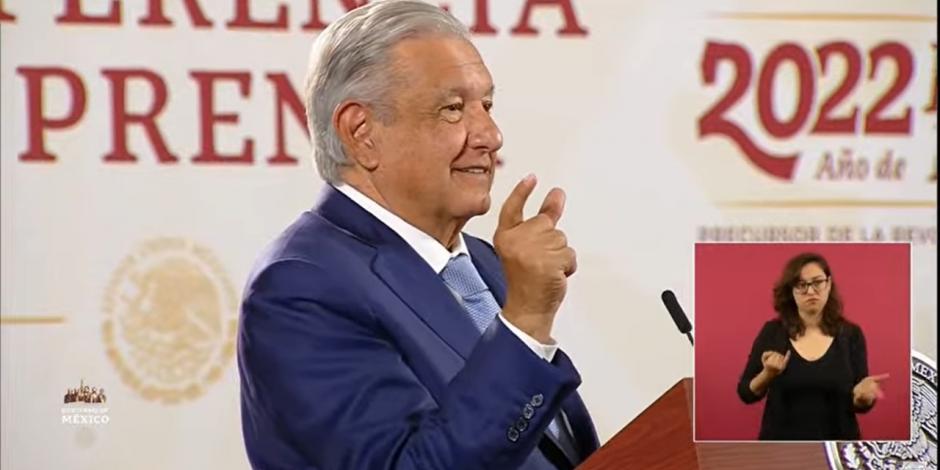 El Presidente Andrés Manuel López Obrador la mañana de este martes 24 de mayo del 2022.